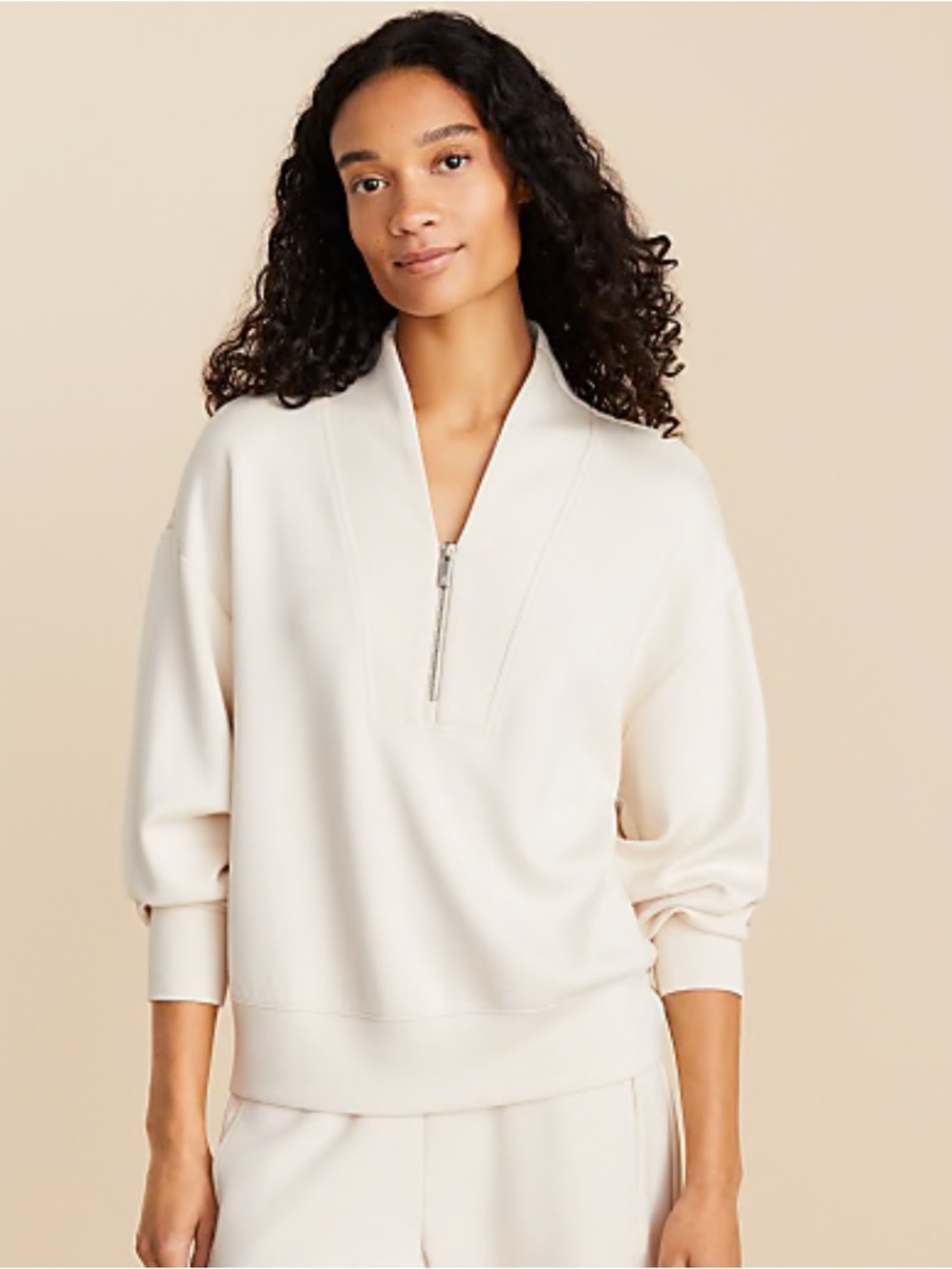 LOFT Lou & Grey Scubasoft Half Zip Davidson Sweatshirt Light Oyster